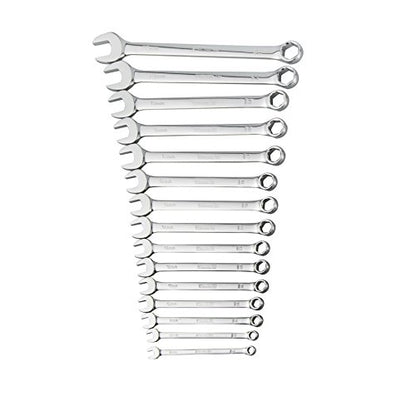 Steelman Pro 15-Piece Metric 6-Point Combination Wrench Set for Mechanics, Chrome Vanadium Alloy Steel, Angled Ends, Storage Rack Included - size: 15-piece
