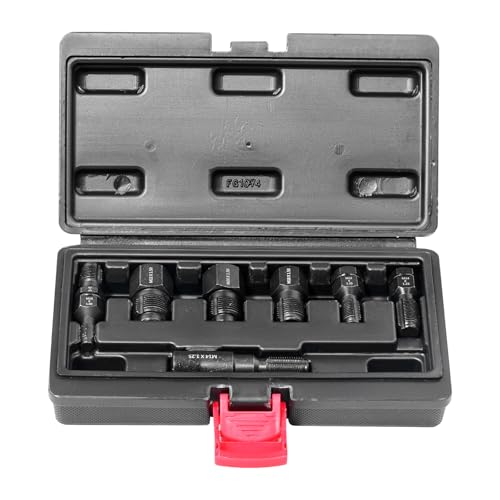 VEVOR Thread Chaser Set 7-Piece - Metric Thread Restorer Tool - M10 M12 M14 M18 M20 M22 Rethreading Tool Kit with Storage Case for Automotive Thread Repair Applications - size: 7PCS, style: METRIC