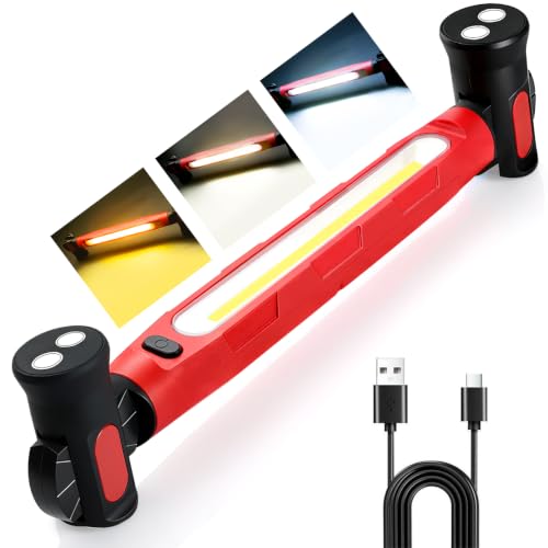 Magnetic Work Light, 3000LM Ultra Bright LED Magnetic Light Bar, 5200mAh Rechargeable Work Light with Hooks, Portable Under Hood Lights Machanic Tools for Car Repairing, Inspection, Garage, Emergency
