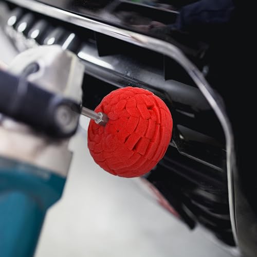 3PCS 3'' Power Polishing Ball Tool for Drill, Waxing Car Wheel Polisher Detailing Adapter Round Buffing Cone Finishing Pad with Attachment Hub Date Sponge Buffer Automotive Car Accessories Motorcycle