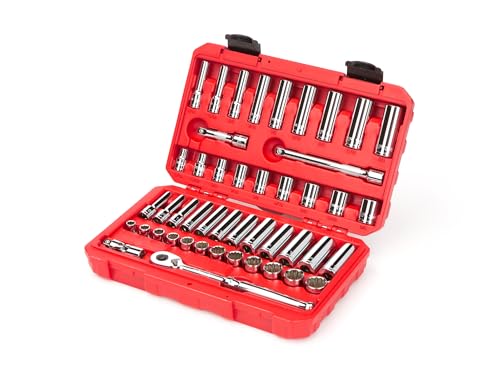 TEKTON 3/8 Inch Drive 12-Point Socket and Ratchet Set, 46-Piece | SKT15302 - size: 46-Piece (5/16-3/4 in., 8-19 mm)