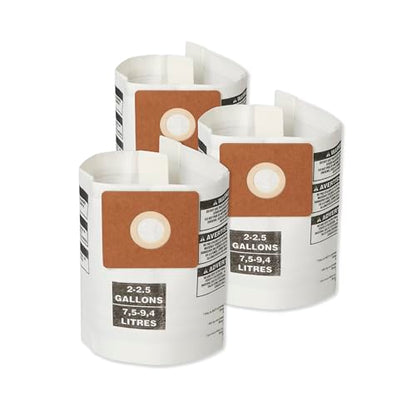 CRAFTSMAN CMXZVBE38774 2-2.5 Gal. Wet Dry Shop Vacuum Dust Collection Bags | For General Debris, Fits Most 2 to 2.5 Gallon Shop Vacuums, Collects Dry Only Debris, Reduces Cleanup Time, 3-Pack - style: 2-2.5 Gallon General Purpose