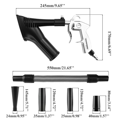 GOCCIDA 2IN1 Car Interior Detailing Air Cleaning Gun & Vacunm Gun | Multifunctional Car Cleaning Kit with Metal Nozzle,Extractor Vacuum Set Quickly Blasts Dirt and Dust from Surface with Air - color: white