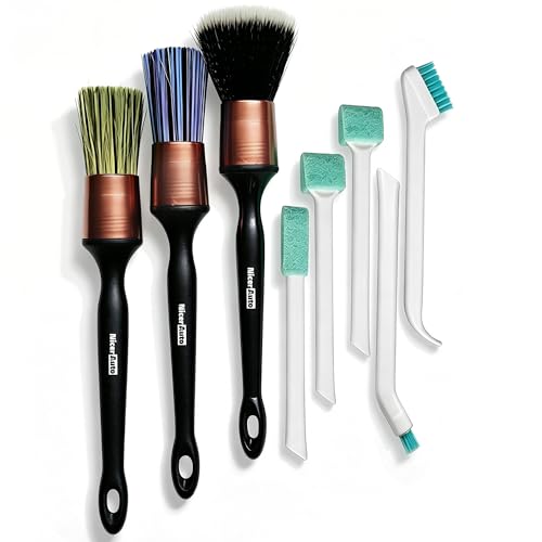8PCS Professional Car Detailing Brush Set, Boars Hair & Ultra Soft Auto Detailing Brushes for Car Interior Exterior Deep Cleaning, Detail Brush Kit for Wheels Leather Air Vents Dusting, Rose Gold - color: Rose Gold 8pcs Detailing Brush Set