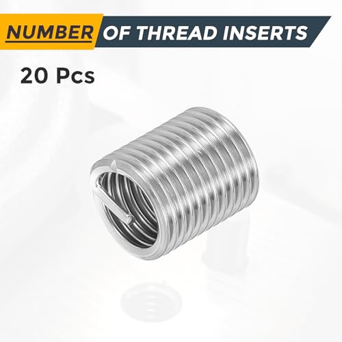 HARFINGTON 20pcs Wire Thread Repair Inserts M12 x 1.75 x 2D (24mm) Metric 304H Stainless Steel Helical Coiled Wire Screw Threaded Sleeve Sheath for Automotive Repairs - size: M12 x 1.75 x 2D