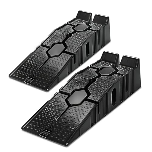 DNA Motoring 7" Car Lift Ramp, 9" Working Width, 2-Pack Vehicle Parking Ramp Stand - 2.5 T G.V.M Capacity for One Pair, Multifunctional Portable Ramp for Car Service, TOOLS-00816-B - size: 35"L x 13"W x 9"H