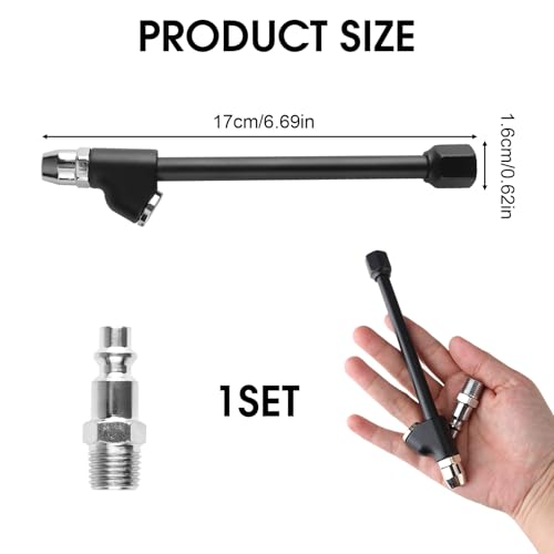 Air Chuck Tire Inflator Tool, 1/4 Inch FNPT Dual Head Tire Air Chuck with Quick Plug, Valve Stem Removal Tool for Tires Plug Kit and Air Compressor, Car Motorcycle Bike Tires Repair