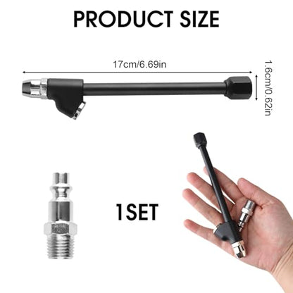 Air Chuck Tire Inflator Tool, 1/4 Inch FNPT Dual Head Tire Air Chuck with Quick Plug, Valve Stem Removal Tool for Tires Plug Kit and Air Compressor, Car Motorcycle Bike Tires Repair