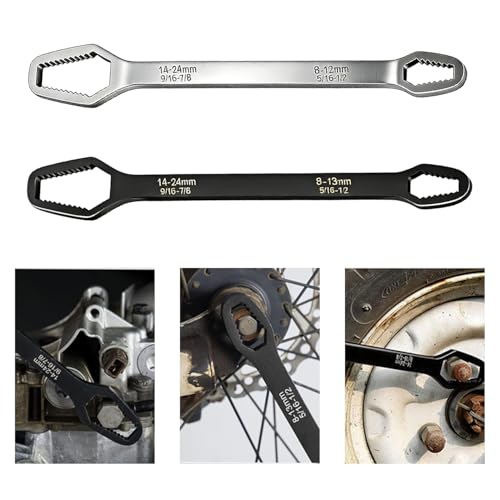 Universal Double Ended Wrench, 8-24mm Metric & SAE Self Adjusting Universal Car Torx Wrench, All in One Wrenches Set for Bike Car and Home Repair (Silver) - color: Silver