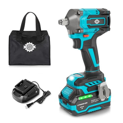 Brushless 1/2" Cordless Impact Wrench Kit, 630N.m (465Ft.lb) Impact Gun | 4.0Ah Battery and Fast Charger, 3-Mode Speed, 2500RPM 20V Power Impact Driver Electric Impact Wrench with LED Light for Car