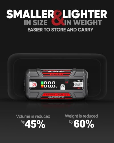 LOKITHOR J400 Jump Starter - 12V 2000A Lithium Battery Jump Pack, Portable Jump Box, Car Starter, Jumper Cables - for Up to 8.0L Gas & 6.0L Diesel Engines | ConnectMax Tech - Smart Digital Display - color: Red