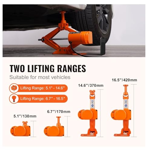 Electric Car Jack 3 Ton (6600lbs) with Impact Wrench, 12V Scissor Jack Kit - Sedan, SUV, Truck Tire Change - Portable Lifting Jack with Double Control