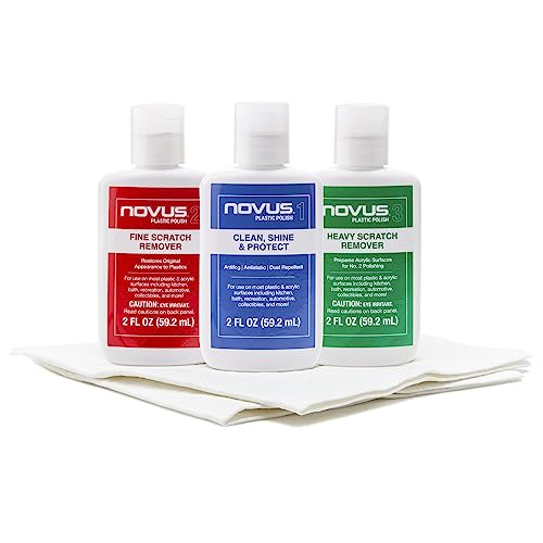 NOVUS-PK1-2 | Plastic Clean & Shine #1, Fine Scratch Remover #2, Heavy Scratch Remover #3 and Polish Mates Pack | 2 Ounce Bottles - size: NOVUS #1,2,3 Refill