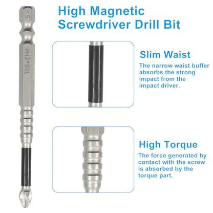 1 Set High Magnetic Electric Screwdriver Drill Bit Set | Anti Slip Alloy, For Impact Driver and Professionals, 25mm 50mm 65mm 70mm 75mm 90mm 100mm 120mm 150mm