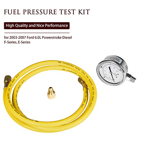 Engine Pressure Diagnostic Test Kit for 2003-2007 Ford 6.0L Powerstroke F-Series (F250 F350 F450 F550) & E-Series – Gauge with Extended Hose