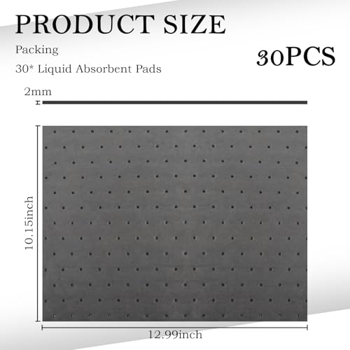 30PCS Oil Absorbent Pads 13 * 10.1",Powerful Polypropylene Oil Spill Mat Absorbs Soaks Coolant/Oil/Grease/Water-Based Fluids,Universal Reusable Oil Drain Splash Pad Car Accessories (30PCS) - color: 30PCS