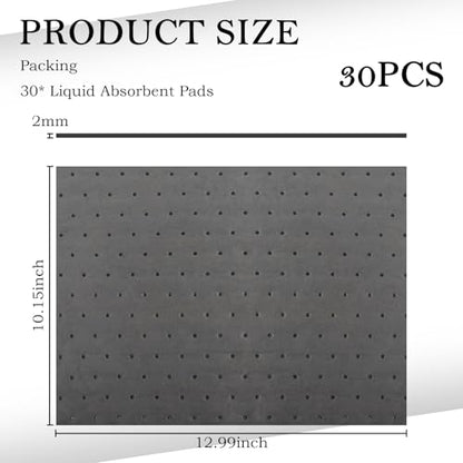 30PCS Oil Absorbent Pads 13 * 10.1",Powerful Polypropylene Oil Spill Mat Absorbs Soaks Coolant/Oil/Grease/Water-Based Fluids,Universal Reusable Oil Drain Splash Pad Car Accessories (30PCS) - color: 30PCS