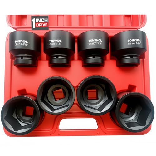 TONYNOL 1 Inch Drive Impact Jumbo Socket Set,6-Point,SAE(2-1/16" to 2-1/2"),8 Pcs,Cr-MO Steel,With a Storage Case - size: 1" Inch SAE (2-1/16" to 2-1/2"）8pcs