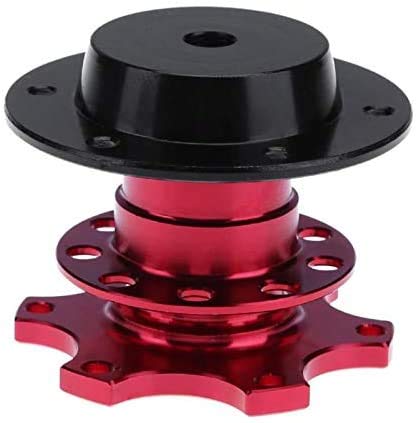 BestTeam Universal Steering Wheel Snap Off Quick Release Hub Adapter Boss Kit With 6-hole Steering Wheel Hub (Red) - color: Red