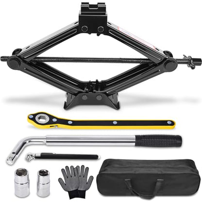 Scissor Car Jack 2.5 Ton (5511 lbs) Tire Changing Kit with Lug Wrench - Emergency Kit for Car, SUV, MPV - size: 2.5T