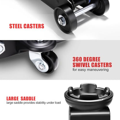 Low Profile Floor Jack 1.5 Ton (3000 lbs), Heavy Duty Hydraulic Car Jack with Storage Case, Single Piston Quick Lift Pump, 135-305mm (5.3"-12") Lifting Range（1.5T with case） - color: 1.5T