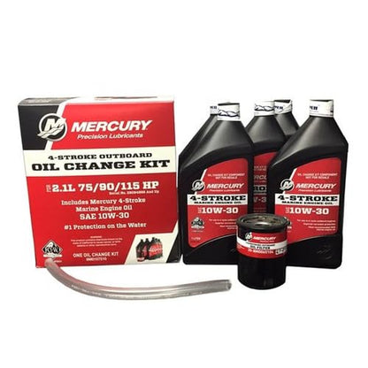 Mercury 8M0107510 10W-30 4-Stroke Outboard Oil Change Kit for Mercury 2.1L 75/90/115hp EFI Outboards - 8M0107510