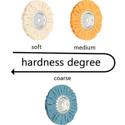 8" Airway Buffing Wheel Kit, 3Pcs Aluminum Wheel Polishing Kit in Diameter 5/8 inch Arbor Hole, 16 Ply Fine, Aluminum Metal Polishing Wheel Kit for Angle Grinder Mirror Finish(White/Orange/Blue) - style: 3pcs: fine/medium/coarse