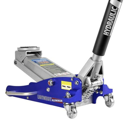 1.5 Ton Low Profile Hydraulic Racing Floor Jack, Aluminum & Steel Car Jack with Dual Piston Quick Lift Pump, 3.4"-14" Lift Range, Lightweight Portable Garage Jack, Blue