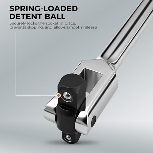 HORUSDY 10-Piece Dual-Drive Breaker Bar Set, Heavy-Duty Torque Kit with 360° Rotatable Head, Premium Cr-V Steel, Spring-loaded Detent Ball, Extension Bars & Socket Adapters, Durable Storage Case - style: 10-Piece Dual-Drive