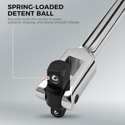 HORUSDY 10-Piece Dual-Drive Breaker Bar Set, Heavy-Duty Torque Kit with 360° Rotatable Head, Premium Cr-V Steel, Spring-loaded Detent Ball, Extension Bars & Socket Adapters, Durable Storage Case - style: 10-Piece Dual-Drive