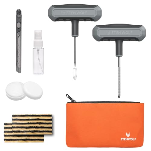 ETENWOLF Flat Tire Repair Kit with Plugs 16 Pcs, Heavy Duty Tire Plug Kit | for Car, Motorcycle, ATV, Jeep, Truck, Tractor, SUV - color: Grey