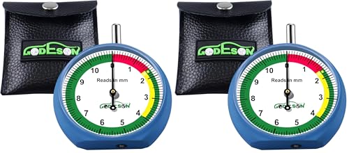 GODESON 88703 Dial Tire Tread Depth Gauge in MM,Professional for Motorcycle, Car,Truck and Bus (Pack of 2) - size: 2 Pack, style: MM