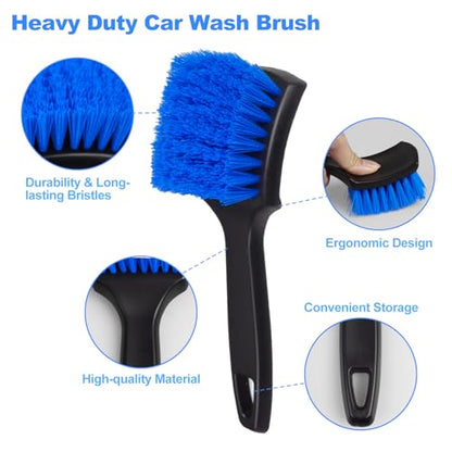 Wheel Brush, Wheel & Rim Cleaner Brush, Tire Brush, Wheel Cleaning Brush, Bendable & Durable Car Wheel Brush Set, Car Detailing Brushes, Wheel Brushes for Cleaning Wheels - color: Blue