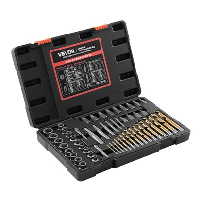 VEVOR Bolt Extractor Kit, 54 Pieces Easy Out Screw Extractor Set, Left Hand Drill Bit Set, Multi-Spline Extractors, for Removing Damaged, Stripped, Broken, Rusted, Rounded-Off Bolts, Nuts & Screws - size: 54 PCS