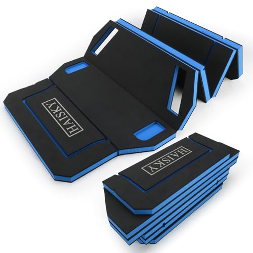Foldable Mechanic Mat Kneeling Pad, Extra Wide 22.44" Folding Mat with Slots for Screws & Accessories, 1.2" Thick EVA Foam for Working Under Car, Gardening, Yardwork, Workshop Repairing, Camping - color: Blue & Black