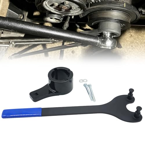 Crankshaft Damper Pulley Holding Holder Harmonic Tool & Universal Camshaft Pulley Holder Wrench Compatible with 22RE, 2RZ, 3RZ, 3.0L 3.3L V6, 4.0L 4.3L 4.7L V8 Engines