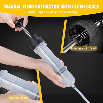 GOOACC Oil Extractor Pump Automotive, Fluid Extractor with Hose Oil Change Syringe Vacuum Pump Extractor, 200CC Manual Brake Fluid Extractor for Car Engine Oil Transfer Suction Extraction Fill 0.21QT - size: 200CC Manual