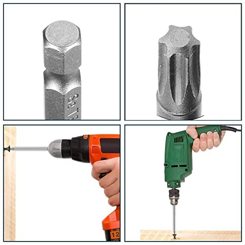 Utoolmart Torx Screwdriver Bits, T10 Magnetic Torx Head Screw Driver Bit, with 1/4 Inch Hex Shank, 50mm Length S2 Steel Screw Driver Kit Tools, for Repair Work, 10 Pcs - size: T10