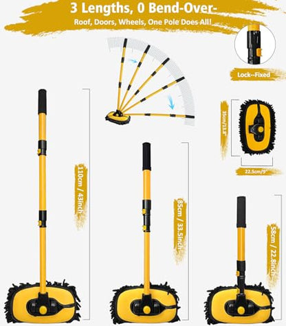 YeewayVeh Car Wash Kit, Extendable Car Wash Brush Mop with Long Handle, 5pcs Detailing Brush, 1pc Wheel Brush and Microfiber Towel Car Cleaning Kit Supplies Accessories, Ginger - color: Ginger, size: 8 pieces