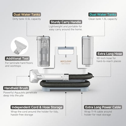 WECLEAN C1 Portable Extractor for Couch and Carpet Cleaner Upholstery Cleaner with Deep Cleaning Solution - color: White
