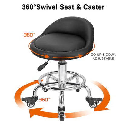 FLOLXNB Rolling Stool Low Roller Seat PU Leather, Rolling Chair Height Adjustable, Garage Stool with Wheels for Manicure Mechanic Home Office Garage Shop (Style 1) - style: Style 1