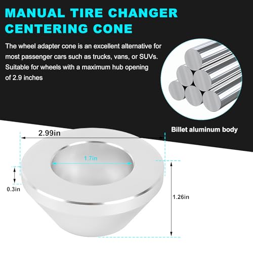 povtii Manual Tire Changer Centering Cone, Aluminum Tapered Automotive Tire Balancer Adapter, Wheel Balancer Hold Down Cone for Cars Trucks, Repair Tool Kit Car Accessories (Silver) - color: Silver