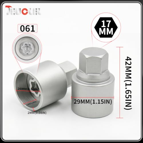 061 Wheel Locking Nut Key for BMW Mini, Socket (OD 29mm-ID 26mm) | Wheel Lock Nut Socket Adapter, Anti-Theft Lug Nut Removal Tool, Anti-Theft Screw Remover, Repair Tool, Tyre Fitting, garage - size: Socket 061