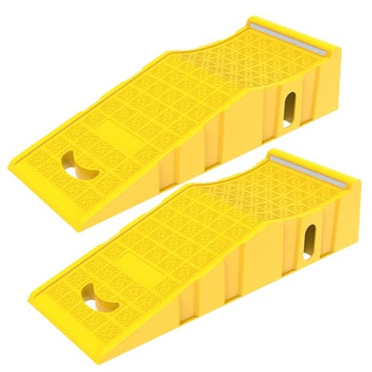2Pack 6″ Yellow Lift Car Ramps - 10,000 lbs Capacity per Pair, Non-Slip Surface with Reflectors,Vehicle Service Ramps for Maintenance, Oil Changes, and Repairs