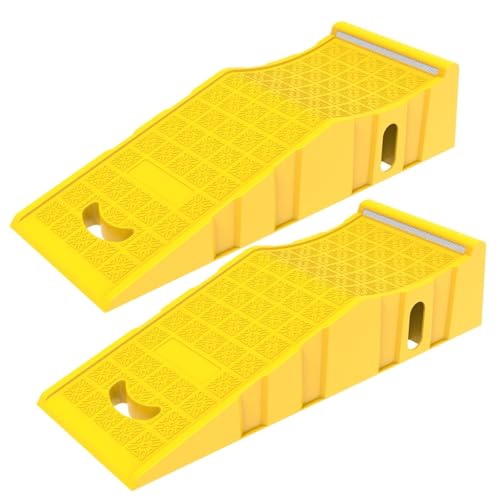 2Pack 6″ Yellow Lift Car Ramps - 10,000 lbs Capacity per Pair, Non-Slip Surface with Reflectors,Vehicle Service Ramps for Maintenance, Oil Changes, and Repairs
