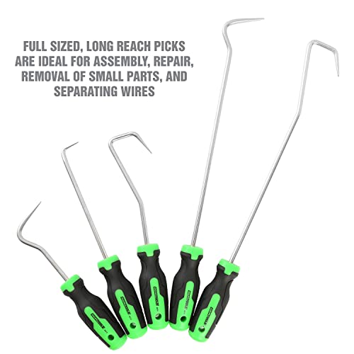 OEMTOOLS 26519 5 Piece Hose Remover Set, Cotter Pin Removal Tool, for Radiator Line and Heater Hose Removal, Coolant Hose Remover, Black and Green