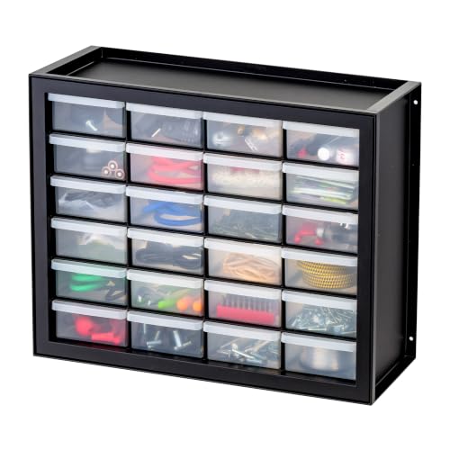 IRIS USA 24-Drawer Plastic Storage Organizer, Made in USA, Teacher Toolbox, Multi Drawer Cabinet For Garage Tools Beads Balloons Building Bricks Crafts Stickers Small Business Scrapbook Art, Black - color: Black, size: 24 Drawer