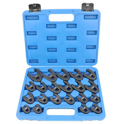 DPTOOL Crows foot Wrench Set Metric 8-32mm Flare Nut Crowfoot Wrench Set | 1/2" and 3/8” Drive 6 Point Crows Feet Wrench Set 21Pcs Flare Nut Wrench Kit for Removing Nuts from hard-to-reach Areas