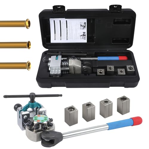 Professional Brake Line Flaring Tool Kit for 45 Degree Single, Bubble, Double Flares, Brake Line and Tubing Flaring Tool for 3/16", 1/4", 5/16", 3/8", 4.75mm Tubing for Metal, Stainless Steel, Copper