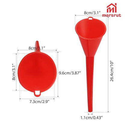 2pcs Long Skinny Neck Oil Funnel for Automotive Transmission Fluid, Multi-Function for Change Car Motorcycle Engine Kerosene Diesel Fuel Lubricant Water Liquids Filling, Thin Nose, Spill Free